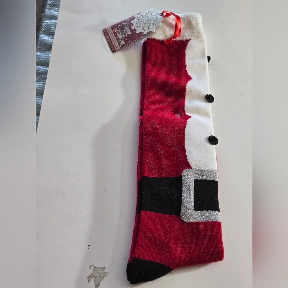 Planet Sox Santa clause Novelty New NWT Sock sz 9-11 Shoe Sz 4-10 Red White